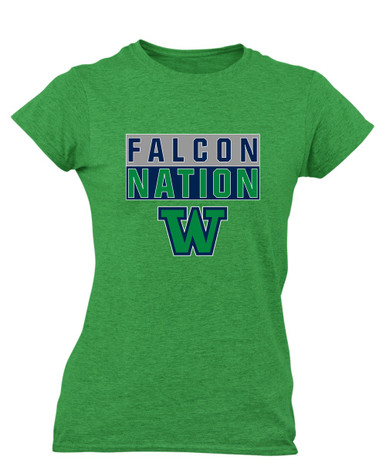 Woodinville Falcons W Script Nation #1 Women's SS T-Shirt