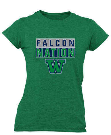 Woodinville Falcons W Script Nation #1 Women's Premium SS T-Shirt