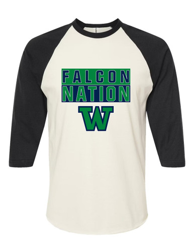 Woodinville Falcons W Script Nation #1 Men's Baseball T-Shirt