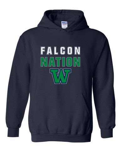 Woodinville Falcons W Script Nation #2 Men's Hoodie