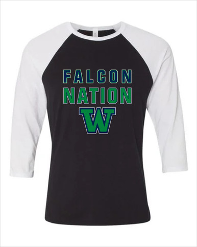Woodinville Falcons W Script Nation #2 Women's Baseball T-Shirt