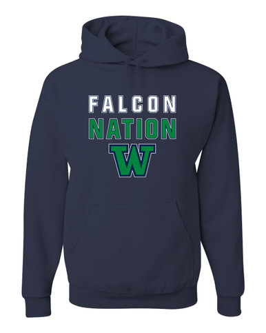 Woodinville Falcons W Script Nation #2 Men's Premium Hoodie