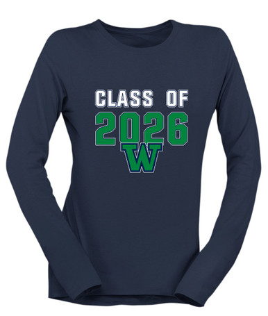 Woodinville Falcons W Script Class of 2026 Women's Premium LS T-Shirt