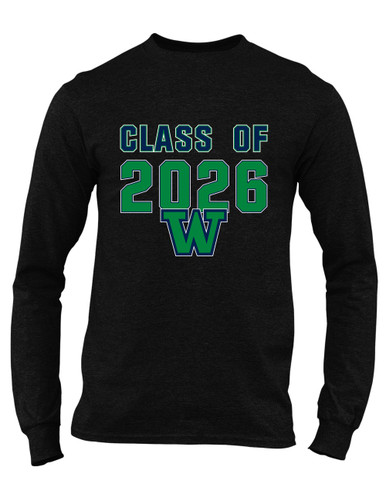 Woodinville Falcons W Script Class of 2026 Men's LS T-Shirt