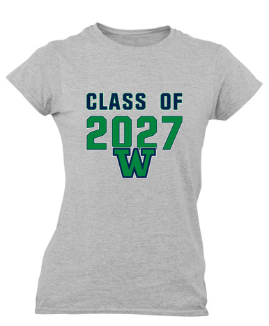 Woodinville Falcons W Script Class of 2027 Women's Premium SS T-Shirt