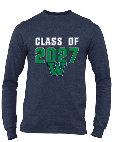 Woodinville Falcons W Script Class of 2027 Men's Premium LS T-Shirt