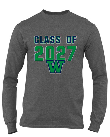 Woodinville Falcons W Script Class of 2027 Men's LS T-Shirt