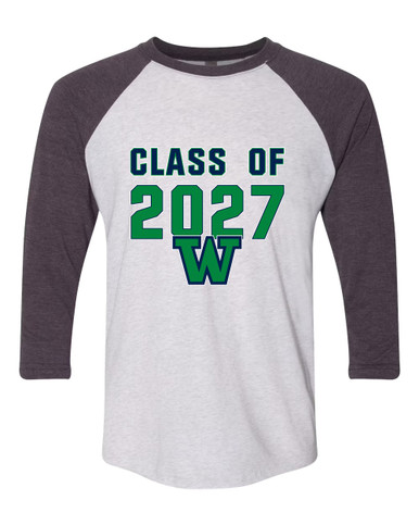 Woodinville Falcons W Script Class of 2027 Men's Baseball T-Shirt