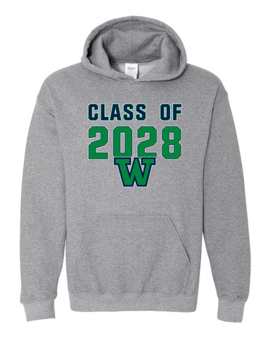 Woodinville Falcons W Script Class of 2028 Men's Hoodie