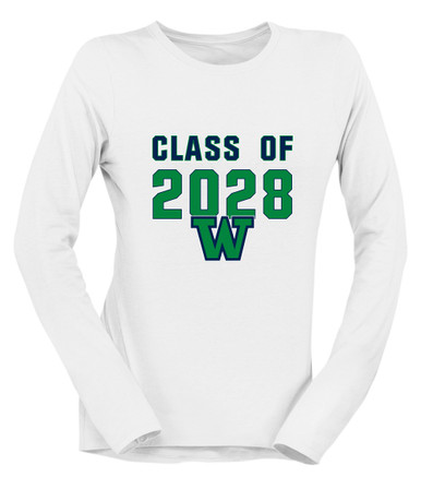 Woodinville Falcons W Script Class of 2028 Women's LS T-Shirt