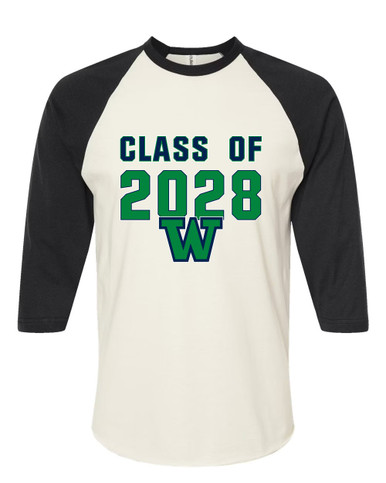 Woodinville Falcons W Script Class of 2028 Women's Baseball T-Shirt