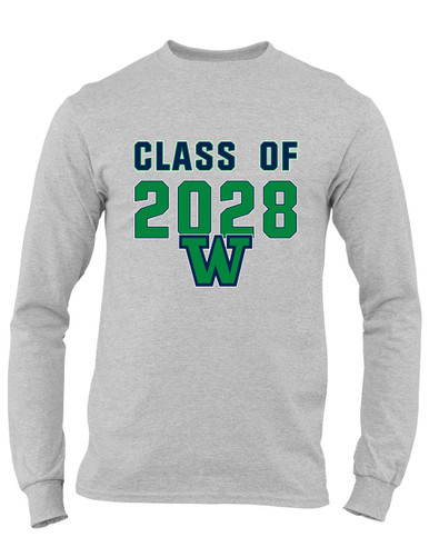 Woodinville Falcons W Script Class of 2028 Men's LS T-Shirt