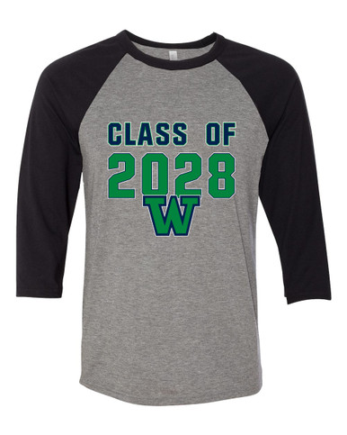 Woodinville Falcons W Script Class of 2028 Men's Baseball T-Shirt