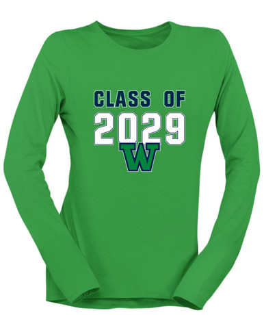 Woodinville Falcons W Script Class of 2029 Women's LS T-Shirt