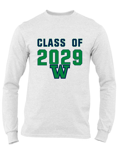 Woodinville Falcons W Script Class of 2029 Men's LS T-Shirt