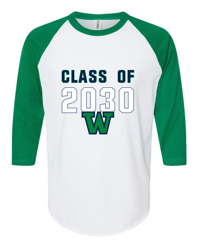 Woodinville Falcons W Script Class of 2030 Men's Baseball T-Shirt