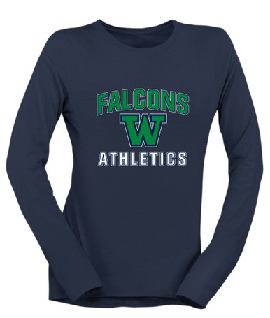 Woodinville Falcons W Script Athletics Women's Premium LS T-Shirt