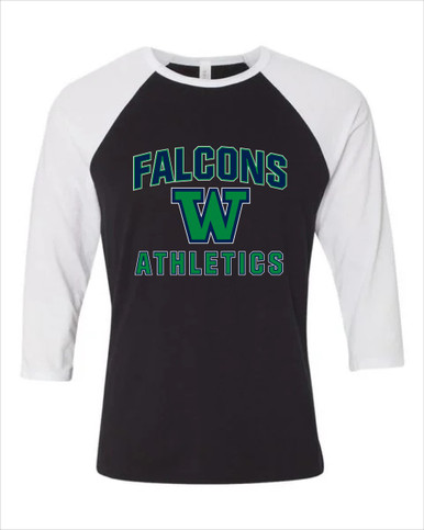 Woodinville Falcons W Script Athletics Women's Baseball T-Shirt