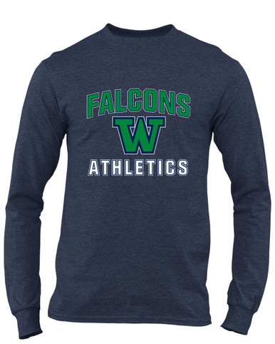 Woodinville Falcons W Script Athletics Men's LS T-Shirt