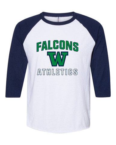 Woodinville Falcons W Script Athletics Men's Baseball T-Shirt
