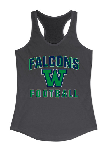 Woodinville Falcons W Script Football #1 Women's Tank Top