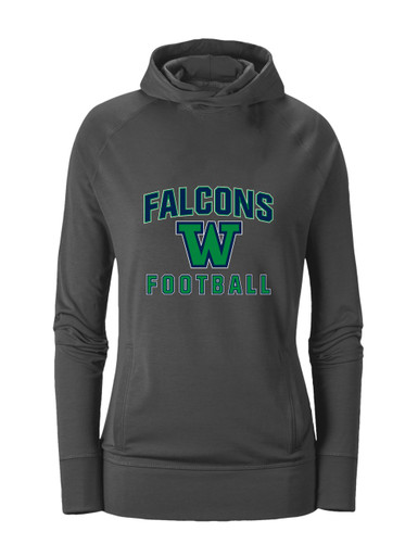 Woodinville Falcons W Script Football #1 Women's Hoodie