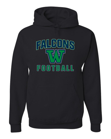 Woodinville Falcons W Script Football #1 Men's Premium Hoodie