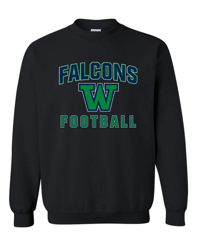Woodinville Falcons W Script Football #1 Men's Sweatshirt