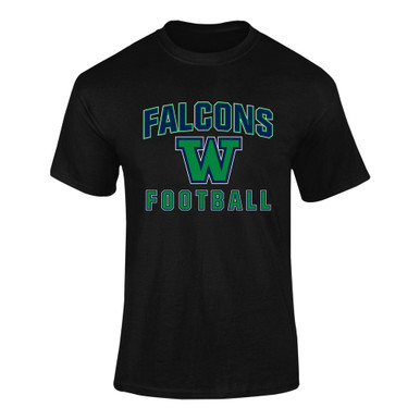 Woodinville Falcons W Script Football #1 Men's SS T-Shirt
