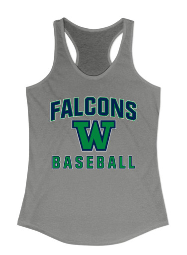 Woodinville Falcons W Script Baseball #1 Women's Tank Top