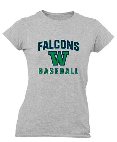 Woodinville Falcons W Script Baseball #1 Women's Premium SS T-Shirt