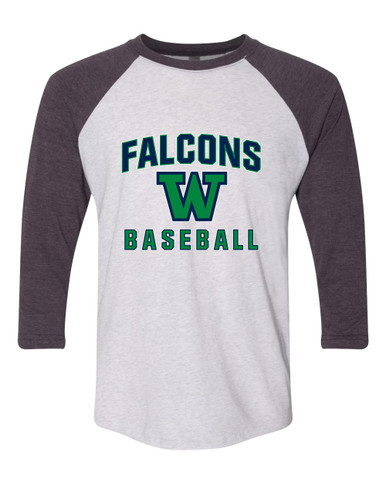 Woodinville Falcons W Script Baseball #1 Men's Baseball T-Shirt