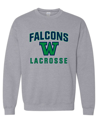 Woodinville Falcons W Script Lacrosse Men's Sweatshirt