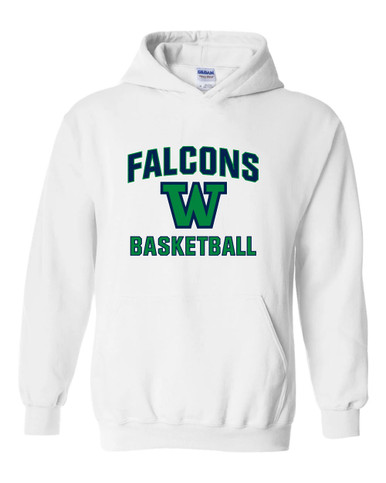 Woodinville Falcons W Script Basketball #1 Men's Hoodie
