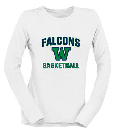 Woodinville Falcons W Script Basketball #1 Women's Premium LS T-Shirt
