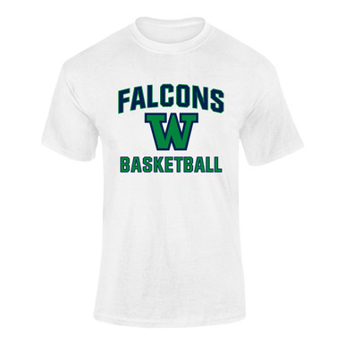Woodinville Falcons W Script Basketball #1 Men's SS T-Shirt