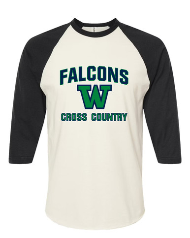 Woodinville Falcons W Script Cross Country Women's Baseball T-Shirt