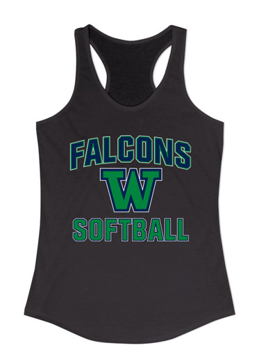 Woodinville Falcons W Script Softball #1 Women's Tank Top