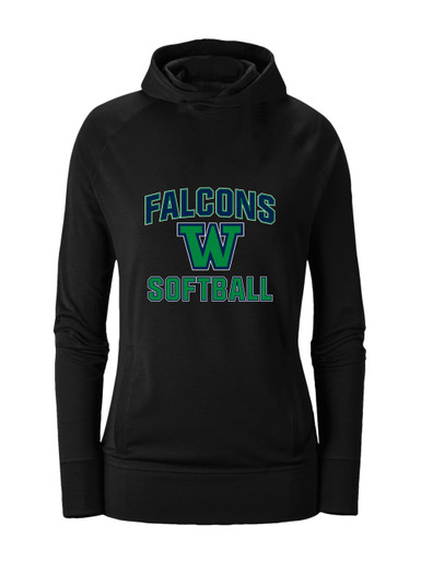Woodinville Falcons W Script Softball #1 Women's Hoodie