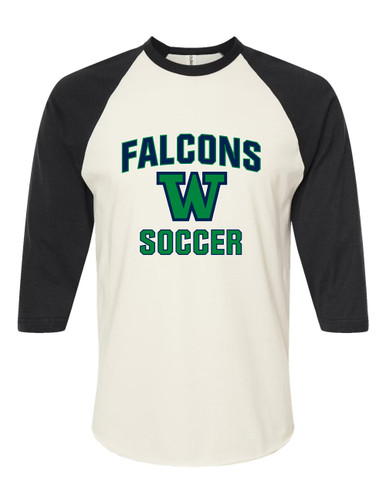 Woodinville Falcons W Script Soccer #1 Men's Baseball T-Shirt