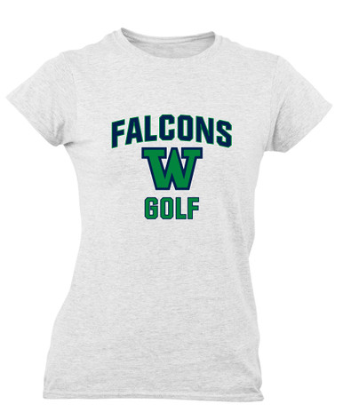 Woodinville Falcons W Script Golf Women's Premium SS T-Shirt