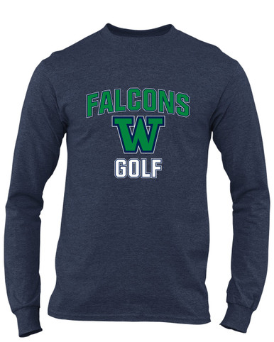 Woodinville Falcons W Script Golf Men's LS T-Shirt