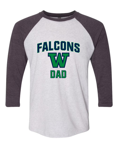 Woodinville Falcons W Script Dad Men's Baseball T-Shirt