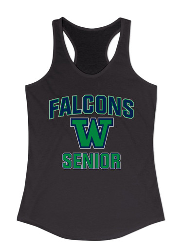 Woodinville Falcons W Script Senior #1 Women's Tank Top