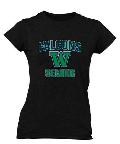 Woodinville Falcons W Script Senior #1 Women's SS T-Shirt