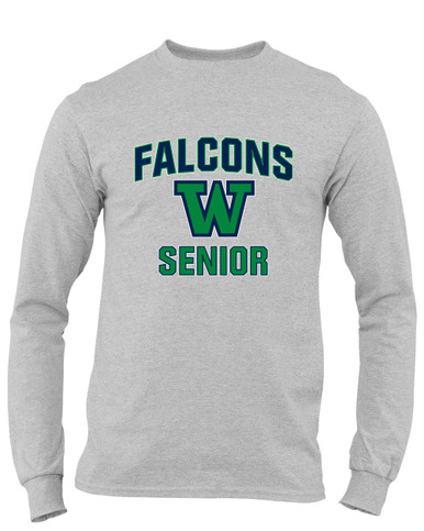 Woodinville Falcons W Script Senior #1 Men's LS T-Shirt