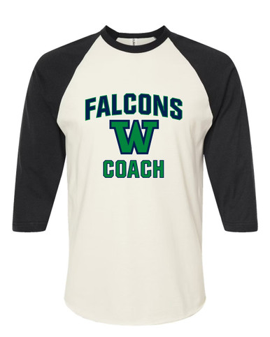 Woodinville Falcons W Script Coach Men's Baseball T-Shirt