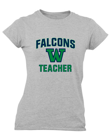 Woodinville Falcons W Script Teacher Women's Premium SS T-Shirt