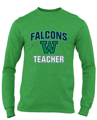 Woodinville Falcons W Script Teacher Men's LS T-Shirt