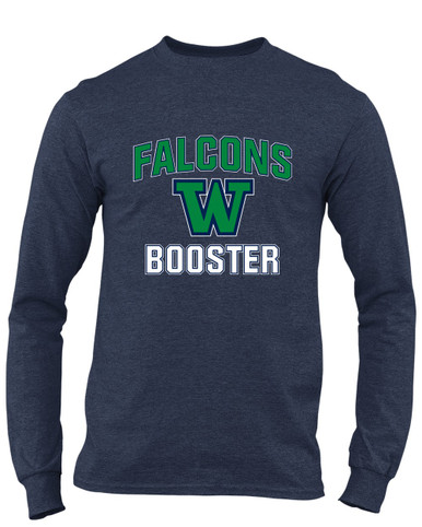 Woodinville Falcons W Script Booster Men's LS T-Shirt